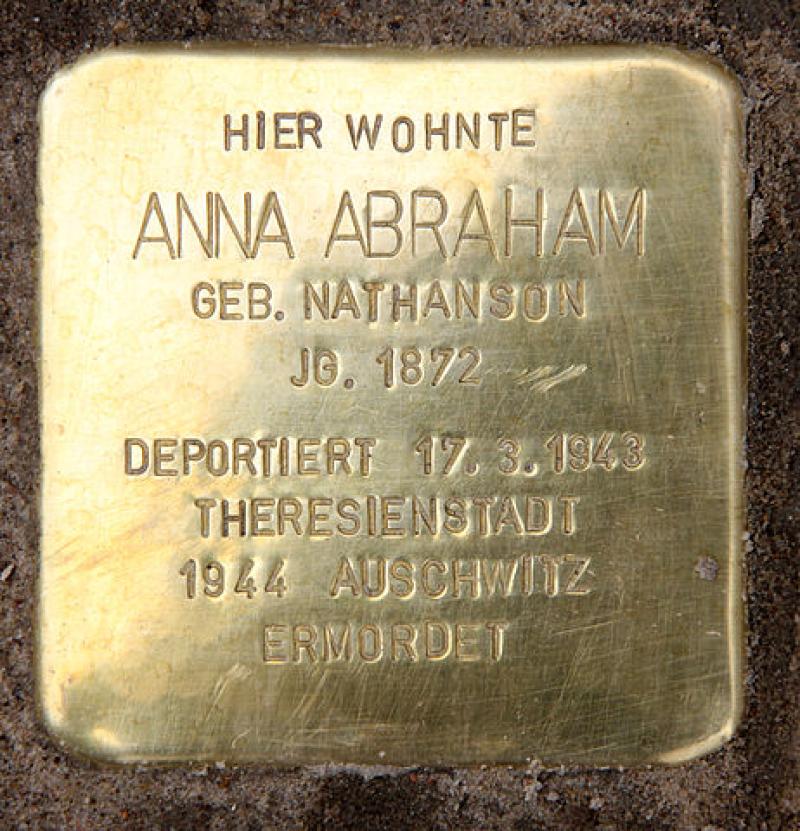 Anna Abraham Geb Nathansohn Stolpersteine In Berlin 